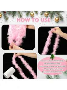 1Pc Christmas Pink Feather Tinsel, Elegant Pink Feather Garland, Artificial Ribbon Garland For Christmas Tree, Fireplace, Stair Railing, Indoor And Outdoor Decorations - Multiple Styles - View 8