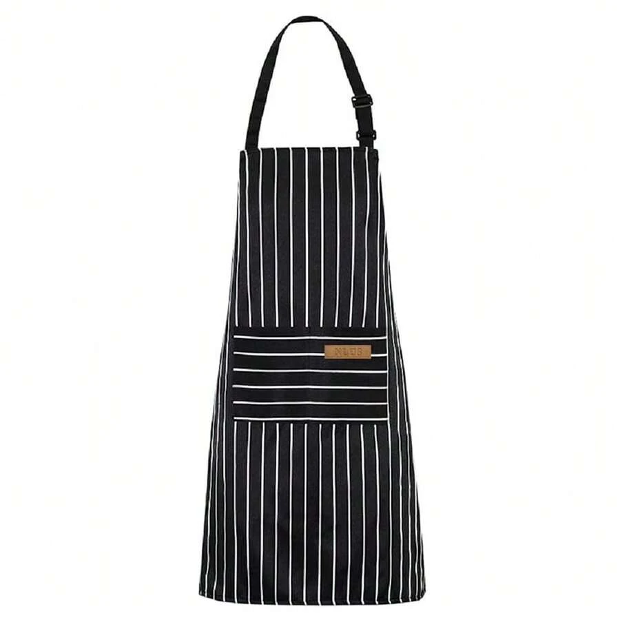 1 Pack Adjustable Bib Apron With 2 Pockets, Chef Cooking Kitchen Restaurant Apron, Unisex - Multicolor - View 1