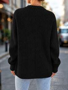 New Arrival Fashion Women's Autumn/Winter Casual Versatile Button Knit Cardigan - Black - View 2