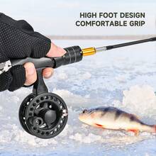 LEOFISHING Lightweight Ice Fly Fishing Reel, Left Right Interchangeable Fly Reel, Adjustable Drag Ice Fishing Reel For Outdoor Winter Fishing - Black - View 11