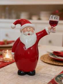 1pc Resin Decorative Ornament Red Wine Christmas Santa Claus Multiple Styles Home Bedroom Desk Christmas Decoration - Christmas Style - View 7