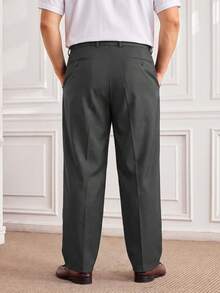 Officeau Men's Plus Size Stretch Dress Pants, Wide Leg, Elastic Fabric, Suitable For Casual Daily Wear - Dark Grey - View 3