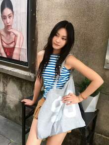 韓系百搭 Ins 通勤外出日常購物女款時尚新款小眾吸睛大容量單肩腋下托特包 - 灰色 - 查看 4