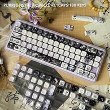 Tutup Tombol Purple Moon DIY Tinggi Asli Estetika Tinggi MOA PBT Mengkilap Lima Sisi Sublimasi Pewarna Kompatibel Dengan Keyboard Mekanik - View 6