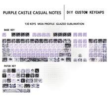 Tutup Tombol Purple Moon DIY Tinggi Asli Estetika Tinggi MOA PBT Mengkilap Lima Sisi Sublimasi Pewarna Kompatibel Dengan Keyboard Mekanik - View 12
