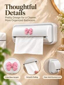 Wall-Mounted Paper Towel Holder, Wall-Mounted Trash Bag Holder, Multi-Function Wall-Mounted Storage Box, Suitable For Kitchen, Bathroom And Toilet Storage; Equipped With Self-Adhesive Installation Stickers, Space-Saving, Easy To Refill - Multicolor - View 7