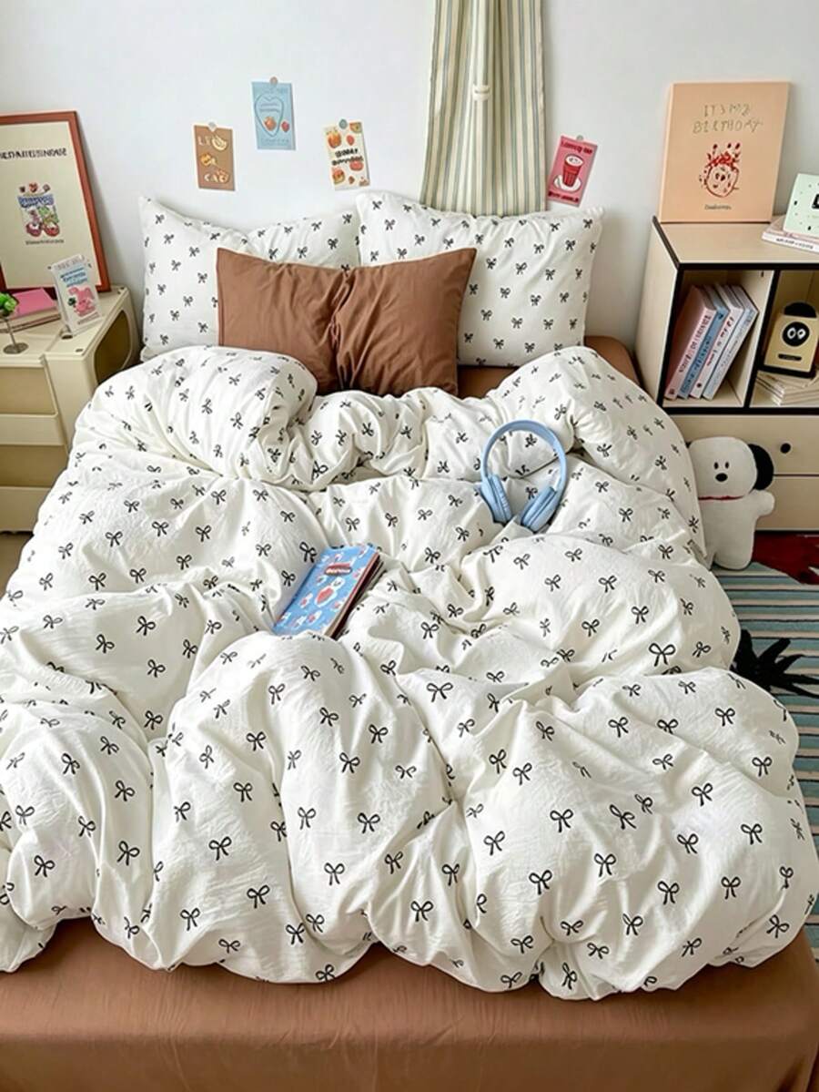 3pcs 100% Polyester Ins Style Fresh Print Bedding Set 2 Pillowcases + 1 Duvet Cover Set (No Sheet) - Multicolor - View 1