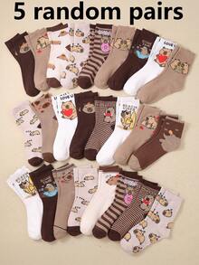 20 Pairs Unisex Children's Crew Socks, Ankle Socks, Featuring Brown Capybara & Cute Capybara Embroidered Patterns, Suitable For 1-16 Years Old Girls Birthday Gift, Fit For Boys & Girls, All Seasons, School, Party, Breathable Soft Comfortable - Multicolor - View 23