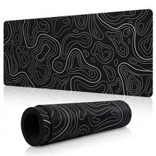 1pc Topographic Map Pattern XXL Mouse Pad - Extra Large Extended Desk Mat, Suitable For Gaming, Black And White Minimalist Keyboard Pad, Suitable For Office And Home - View 3
