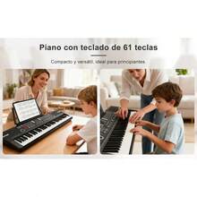 61 Teclado Piano Electrico Teclados Musicales Y Auriculares - Negro - Ver 9