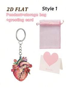 2D Flat Acrylic Pendant With Rose Floral Pattern, Keychain With Artery Pattern. Fashionable Bag Charm, Cardiologist Gift, Nurse Medical Student Gift, Car Keychain, Birthday Gift, Holiday Party Gift, Medical Student Graduation Souvenir, First Aid Training Completion Gift - Multicolor - View 13