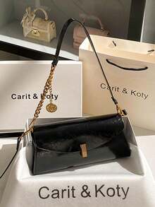 Carit & Koty 1pc Women's Shoulder Bag, PU Leather Baguette Bag With Adjustable Shoulder Strap, Suitable For Commuting, Dating, Shopping, Vacation Essential - Multiple Styles - View 2