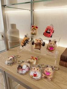 8 móc khóa acrylic hình chuột hamster và chuột lang Guinea Pig dễ thương hài hước, thiết kế thú cưng phong cách meme với hình nâng tạ/lái xe/vương miện/trái tim, phụ kiện móc khóa balo và ô tô, quà tặng chữa lành giảm căng thẳng cho người yêu thú cưng và bạn bè - Nhiều màu - Xem 7