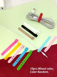 10pcs Multi-Color Mixed Silicone Earphone Cable Ties, Cable Organizer For Earphone Cable, Power Cable, Charging Cable - A - View 2
