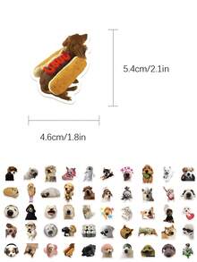 50pcs Cute Puppy Stickers Laptop Handbook Phone Case Decorative Decals - A - View 2