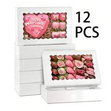 Auto Pop-Up White Bakery Box With Wave Window, Paper Gift Box For Strawberry Chocolate, Cake, Dessert Packaging - View 8