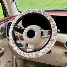 A Winter Warm Hand Faux Mink Plush Fabric Simulated Long Plush Leopard Print Car Steering Wheel Cover Without Inner Ring Suitable For 14.5-15 Inch Car Interior Accessories - A - View 16