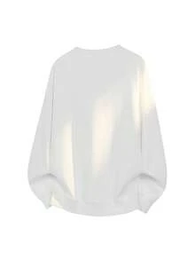 Blueprint Man 1pc Men's White Raglan Crew Neck Long Sleeve Sweatshirt, 280g Heavyweight Draping Fabric, Soft & Smooth Skin-Friendly Material, Loose Raglan Sleeve Fit, Flattering For All Body Types, Minimalist Casual Home Style, Autumn/Winter Inner Layer, Machine Washable, Daily Commute & Outdoor Wear, Old Money Style - White - View 4