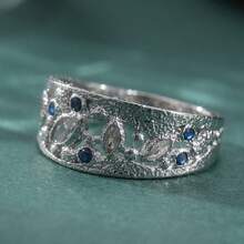 Wide Luxury Copper Ring, Women's Engagement Wedding Matching Jewelry - Silver - View 4