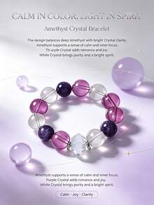 [VE]1pc Authentic Large Size High-Quality Crystal Bracelet, Activates Intuition And Wisdom, Stabilizes Emotions And Calms Mind, Enhances Noble Connections And Improves Interpersonal Relationships, Suitable For Gifts, Self-Wear, Students And Knowledge Workers, Crystal Color Random - Bracelet - View 7