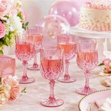 Vintage Pink Wine Glass, Suitable For Weddings, Receptions, Parties, Large Gatherings And Various Celebrations, Vintage Style Transparent Pink Cup - View 2
