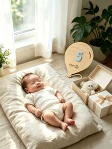 Wooden Balloon Milestone Sign Set, Interchangeable Milestone Cards Set, Double-Sided Baby Milestone Birth Announcement Board, Newborn 1-12 Months Photo Props, Boy Girl Balloon Milestone Signs, Number Month Growth Commemorative Photo Props, Newborn Photography Props - Multicolor - View 5