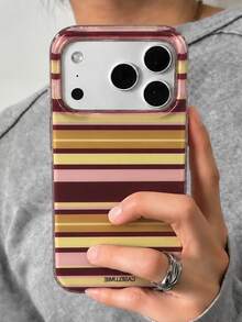 Stylish Colorful Striped Pattern Glossy IMD Phone Case Compatible With IPhone 18 Pro Max 18 Pro 17 Pro Max 17 Pro 17 16 Pro Max 16 Pro 16 15 Pro Max 15 Pro 15 14 Pro Max 14 Pro 14 13 Pro Max 13 Pro 13 12 11 Retro Aesthetic Color Blocking Shockproof Soft Cover - Color-block Stripes - View 4