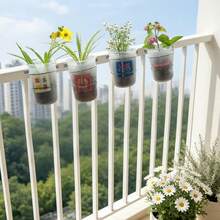 1pc Balcony Railing Hanging Iron Flower Pot Rack, Universal Guardrail Hanging Pot Bracket, Green Plant Succulent Potted Plant Storage Shelf - Multicolor - View 3