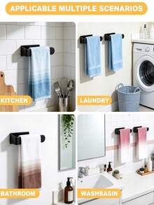 U-Shaped Wall-Mounted Towel Bar, No-Drill Bathroom Towel Rack, Multi-Functional Wall-Mounted Handkerchief Storage Hook, Space-Saving Kitchen Dishcloth Handkerchief Rack, Minimalist Wall-Mounted Bath Towel Storage Rack - Multicolor - View 5