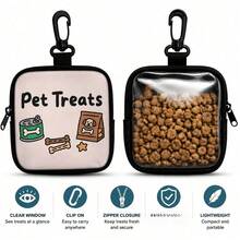 1pc Dog Training Treat Bag With Zipper Closure - Portable Polyester Pet Snack Pouch, Suitable For Outdoor Activities And Walking, Colorful Design, Single-Sided Printing, Transparent On One Side, Essential For Dog Walking | Vibrant Dog Accessory | Durable Zipper Closure - Multicolor - View 9