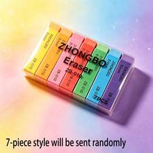14pc-7 Color Rainbow Tearable Eraser Strips Segmented Design Durable No Traces Clean Low Residue Student Homework Drawing Eraser Classroom Office Universal Stationery - Multicolor - View 7