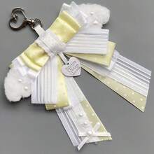 1pc Polka Dot Ribbon Bow Bag Charm, Anime Cosplay Concert Convention Lolita Ita Bag Accessory, Lace Star Tulle Plush Wings Heart Buckle Handmade Idol Fan Decoration, Landmine Style - A - View 20