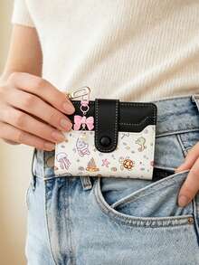 Short Wallet With Bow Pendant,Two Fold Buckle Wallet,Zippered Coin Purse,Perfect For Daily Storage And Can Also Be Given As A Gift To Friends - Multicolor - View 3