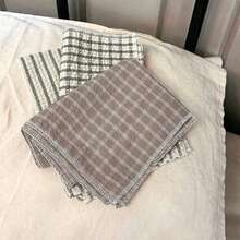 1/2/6pcs Vintage Ins Textured Plaid Striped Rectangular Placemats Tablecloth Napkins Photography Backdrop - Multicolor - View 3