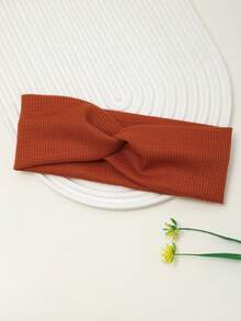 1pc Knitted Knotted Elastic Hairband Casual Sports Headband Wide Band Autumn/Winter - Multicolor - View 4