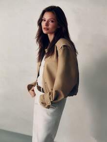 Khaki Lapel Single-Breasted Long Sleeve Jacket For Daily Outdoor Wear - Khaki - View 2