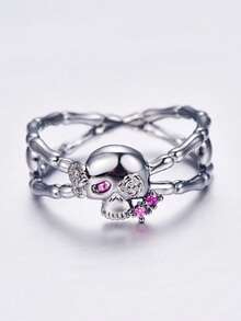 1pc Cubic Zirconia Skull Halloween Women's Matching Ring - skull - View 4