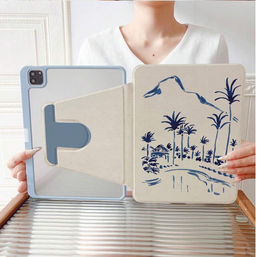 1件平板電腦保護殼，相容 iPad 11/A16/10th/Air4/5/6/Pro 12.9/2024/2025/2020/2021/2022/2023/10.2/10.9/Mini7，相容 Galaxy Tab A8/A9 Plus/S6 Lite/S7/S9FE PLUS/S10 Plus，相容 5/5pro/6/6pro/7/7pro/6s Pro，適用於工作、旅行和居家使用，可折疊平板電腦保護殼 - 彩色 - 查看 1
