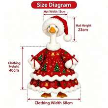 1 Set Christmas Porch Goose Outfit, Christmas Dress With Hat, Fits 23 Inch Goose Statue | Holiday Goose Costume With Hat, Christmas Yard Outdoor Decor (Goose Statue Not Included) - A - View 2