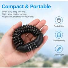 1Pc 4‑Digit Combination Cable Lock Portable Retractable Steel Wire Password Lock Anti‑Theft Security Lock For Bicycle Motorcycle Helmet Scooter Outdoor Cycling Accessory - Password-protected Version - View 6