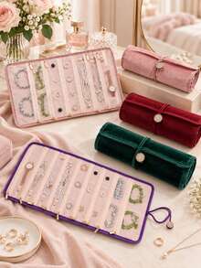 Women's Jewelry Storage Roll, Empty Bag Only, Portable Jewelry Storage Roll Bag, Travel Jewelry Box, Multi-Functional Necklace And Ring Storage Bag, Lightweight Tangle-Free Jewelry Storage, Essential Travel Jewelry Organizer - Multicolor - View 2
