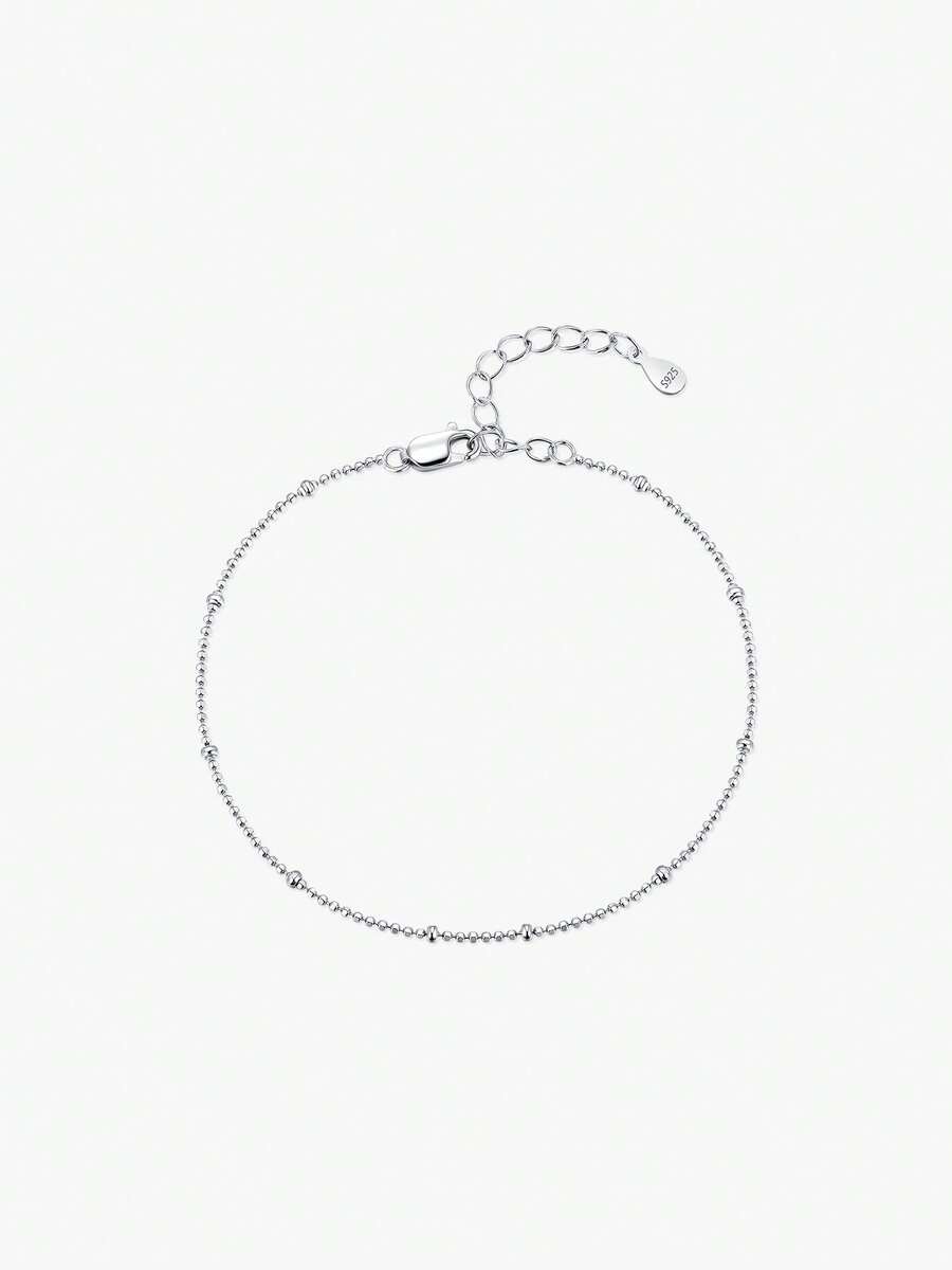MODIAN 925 Sterling Silver Satellite Bead Bracelet For Women Dainty Thin Ball Chain Adjustable Stackable Fine Jewelry Gift - Silver - View 1