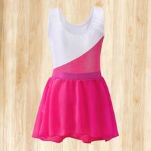 Girls Sleeveless Leotard And Skirt 2 Pieces Set, Gymnastics Ballet Outfit - Red and White - View 4