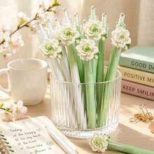 4pcs/Set Random Floral Pattern Ballpoint Pens, Retractable Design, Multiple Patterns, Minimalist Printed Pens, Suitable For Weddings, Parties, Daily Use, Gifts, Perfect Valentine's Day Gift For Friends And Family - A - View 4
