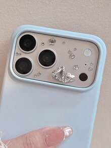 Luxury Diamond 3D Heart Love Camera Protector Full Cover Clear HD Lens Film Shockproof Anti Scratch Compatible With IPhone 18 Pro Max 17 Pro Max 17 Pro Soft Clear Cover - Transparent Silver Heart - View 4