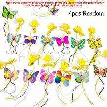 2pcs/4pcs/6pcs Random Style Hanging Cat Toys (Multi-Color Butterfly Design) With Retractable Spring Rope, Artificial Feathers, Tear-Resistant, Stimulate Hunting Instinct, Durable Material, Multiple Designs - Multicolor - View 9