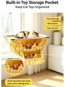 1Pc Cat Window Hammock With Storage Pocket, Suction Cup Mounted Hanging Cat Bed, Indoor Window Perch, 2 In 1 Sleep & Storage Cat Window Seat, Pet Hanging Bed For Cats Sunbathing Rest, Fit Small Medium Cats - one-size - View 6