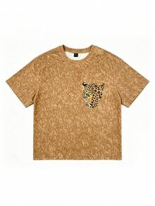 Summer Casual Loose Digital Print Leopard Pattern Women Plus Size Short Sleeve Fashion Leopard Print T-Shirt - Brown - View 7