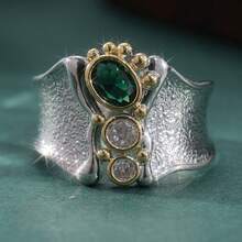 Bohemian Style Luxury Women's Evening Party Jewelry, Wide Band Ring, Perfect Holiday Gift - Silver - View 2