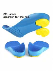 1 Pair Multi-Size Arch Support Full-Length Insoles, Shock-Absorbing, Sweat-Wicking, Anti-Torsion, Soft & Bouncy Foot Protection Pads For Outdoor - Blue - View 6